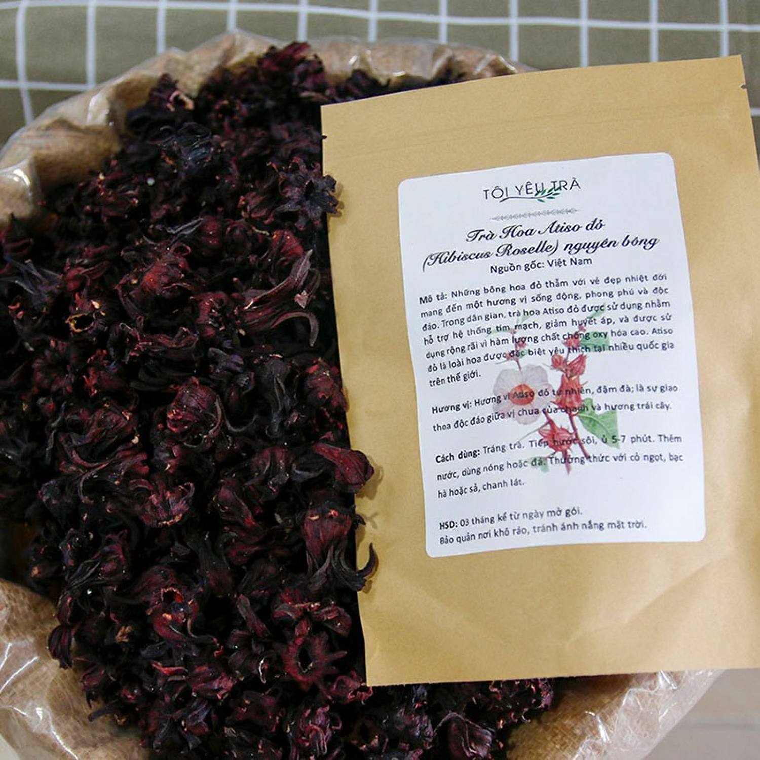 Trà Hoa Atiso đỏ (Hibiscus) Nguyên Bông Cao Cấp Từ Tôi Yêu Trà
