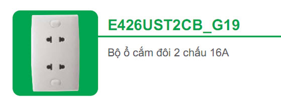 Ổ cắm đôi 2 chấu 16A E426UST2CB-G19 Schneider