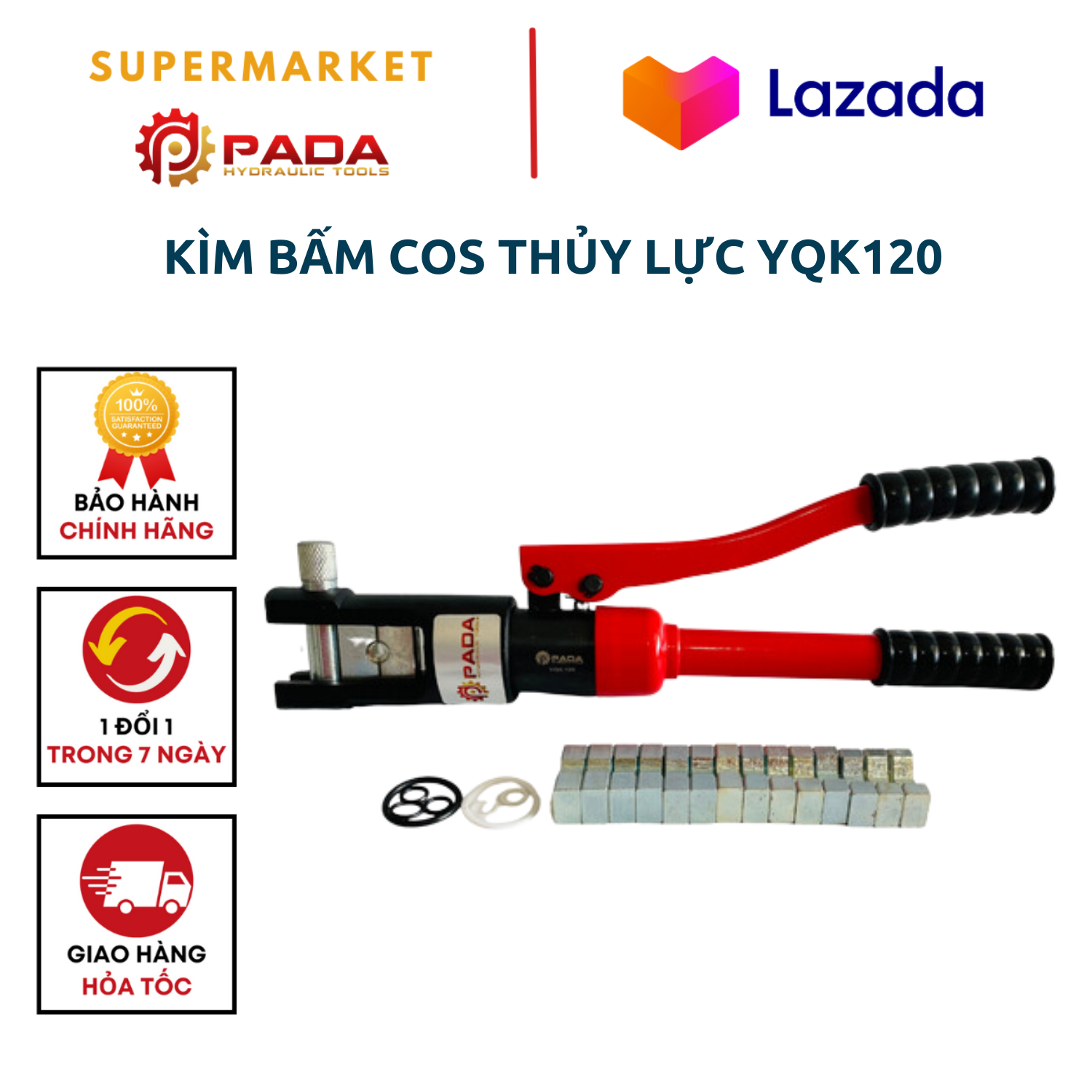 Kìm Bấm Cos Thủy Lực YQK120 - Kìm ép cốt dây điện 10-120mm2-Bảo hành 6 tháng