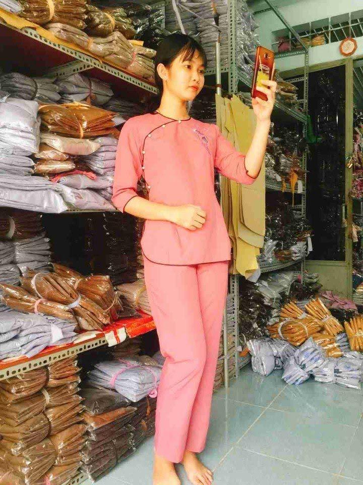 [HCM]Đồ lam đồ phật tử nữ Mẫu Sen viền