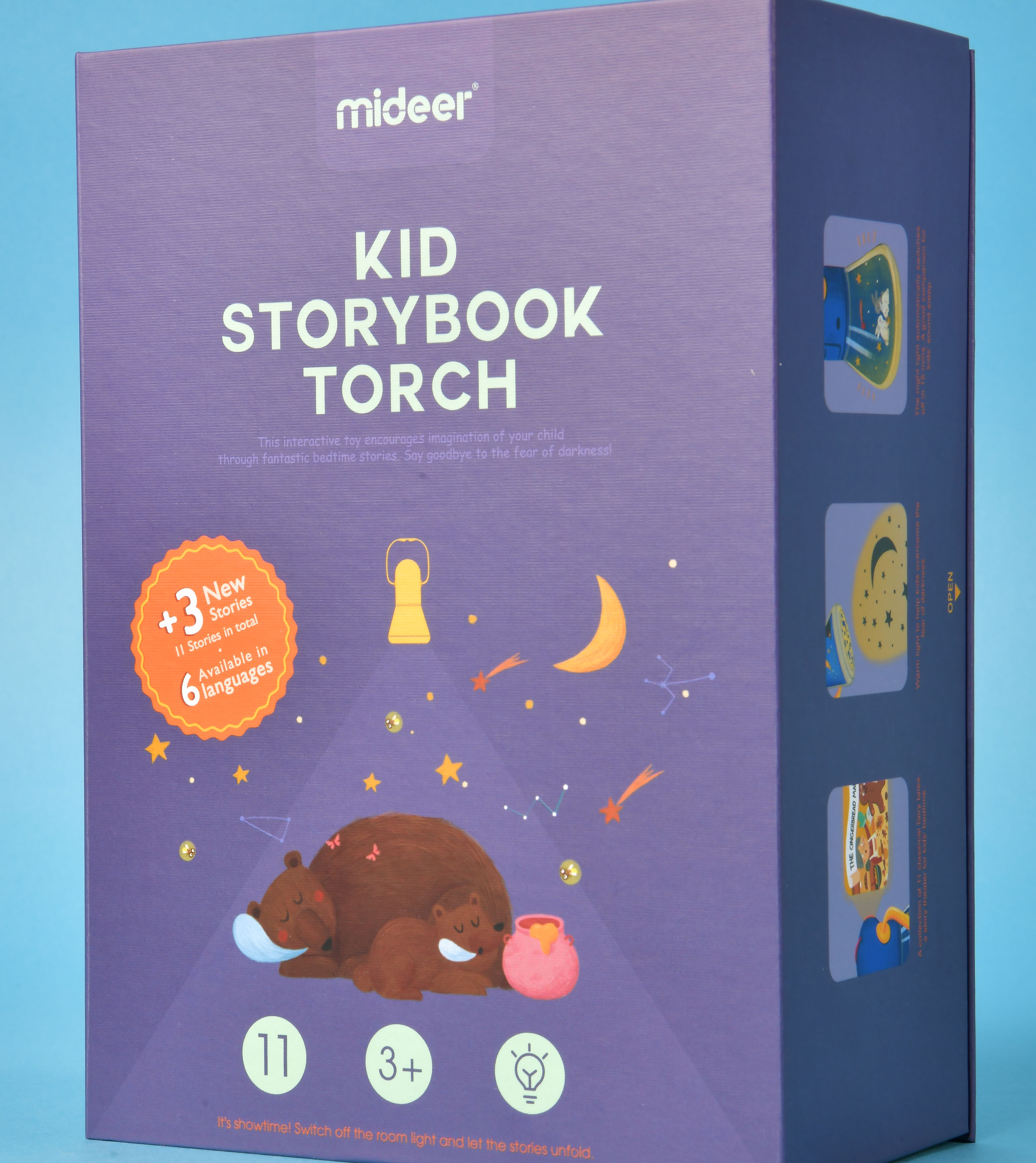 Đèn pin chiếu tường kể chuyện Mideer Kid Storybook Torch 11 câu chuyện - có kèm sách tiếng Việt (bản mới nhất 2021)