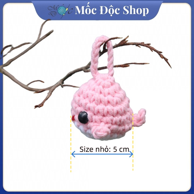 Móc khóa len handmade cá voi (nhiều màu)