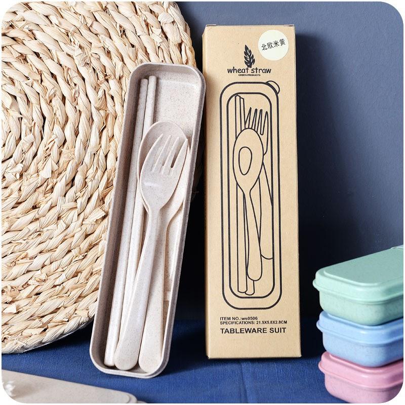 Bộ thìa , dĩa, đũa 3 chi tiết bằng lúa mạch hap1601