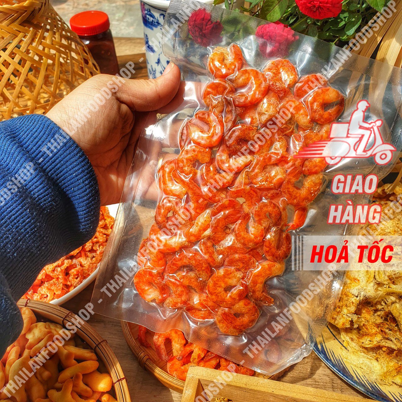 Tôm Biển Tươi Sấy Mộc Size To (Ăn Liền) Túi 100Gram (Hút Chân Không)