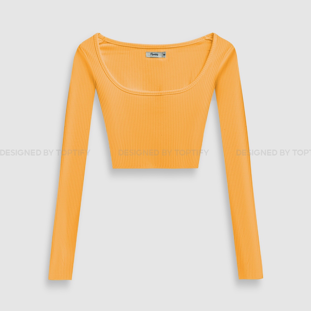 Áo croptop nữ tay dài trơn ôm body TOPTIFY cổ vuông form basic Better Together Top AC31