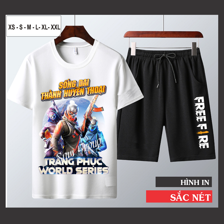 Bộ Free Fire  Quần Áo Cộc Tay Cổ Tròn Cotton Cực Đẹp Biệt Đội Hào Quang