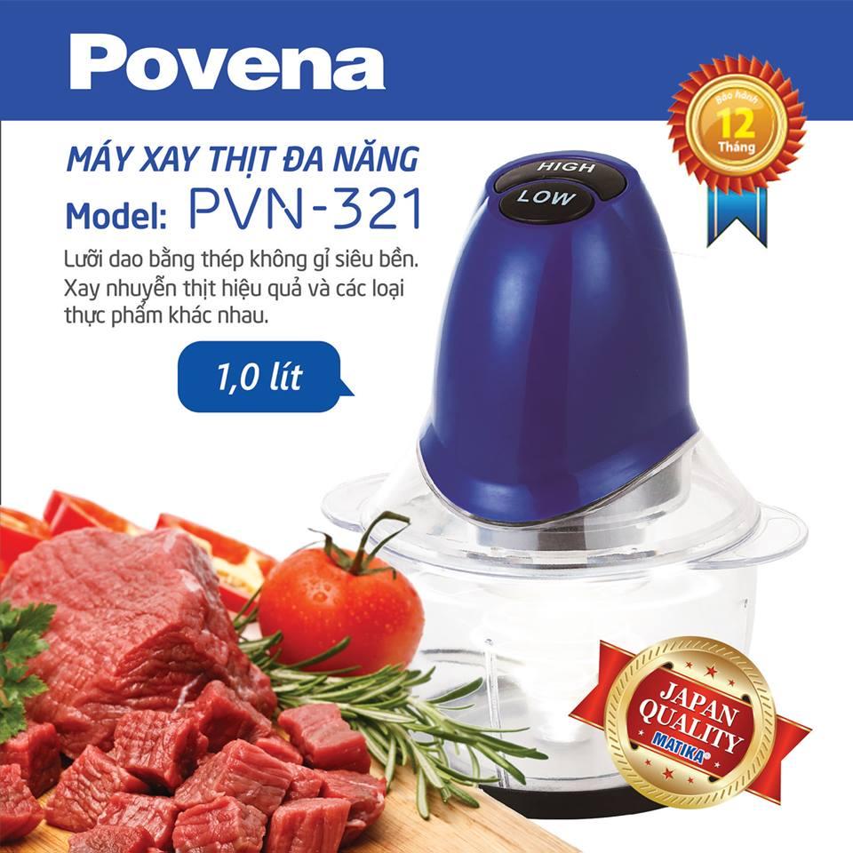 Máy xay thịt Povena PVN-321 2 lưỡi 1L 200W (Màu xanh)