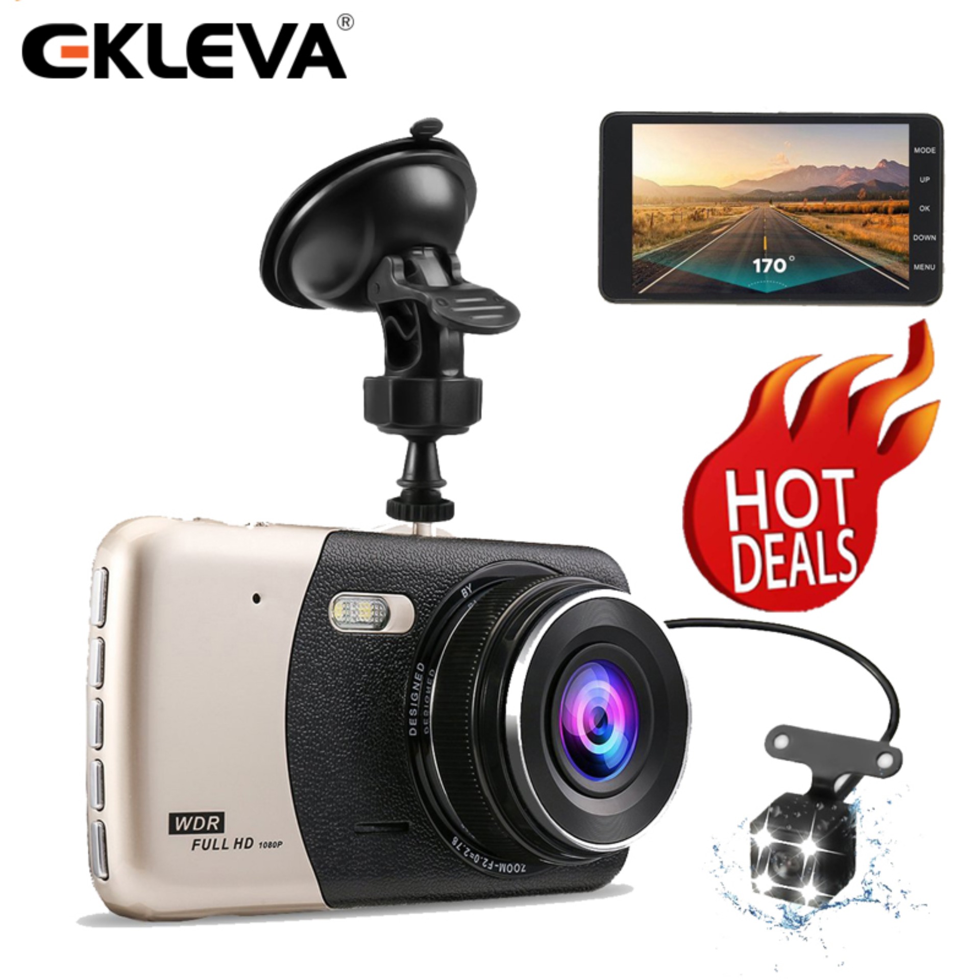 [HCM]Camera Hành Trình Cho Xe Hơi Ống Kính Kép HD 4 Inch Hỗ Trợ Đảo Ngược Hình Ảnh 1080P Góc Rộng Ghi Hình Lái Xe Camera DVR 4 "Full HD 1080P Giám Sát Đỗ Xe
