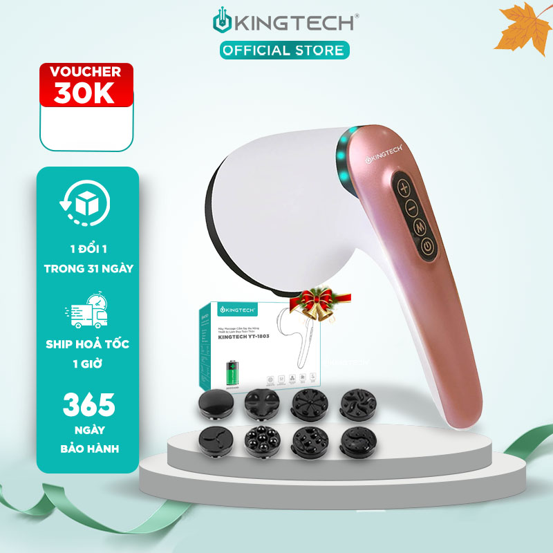 Máy Massage Cầm Tay Đa Năng Cao Cấp KINGTECH YT-1803, 8 Đầu 10 Cấp Độ Mát Xa Bụng, Cổ Vai, Đùi, Mông, Chân, Tay Dễ Dàng Tiện Dụng - Bảo Hành 12 Tháng