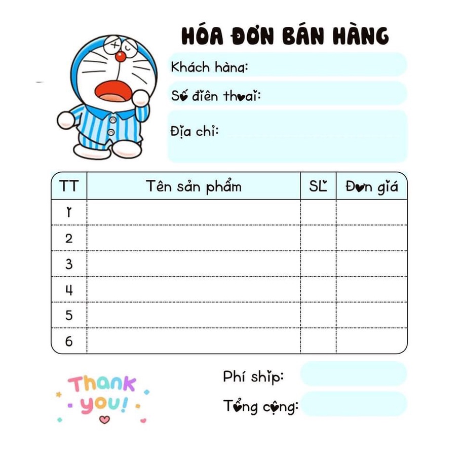 Hoá đơn bán hàng 2 liên ngẫu nhiên