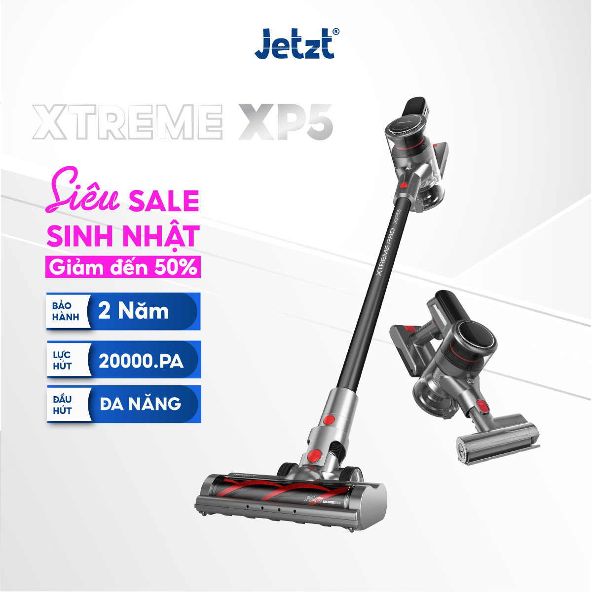 Máy hút bụi không dây PerySmith Xtreme XP5 lực hút lớn 20000PA - MixASale