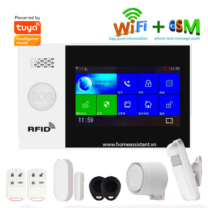 Set alarm anti-theft gsm sim wifi tuya touch panel 4.3inch yj01