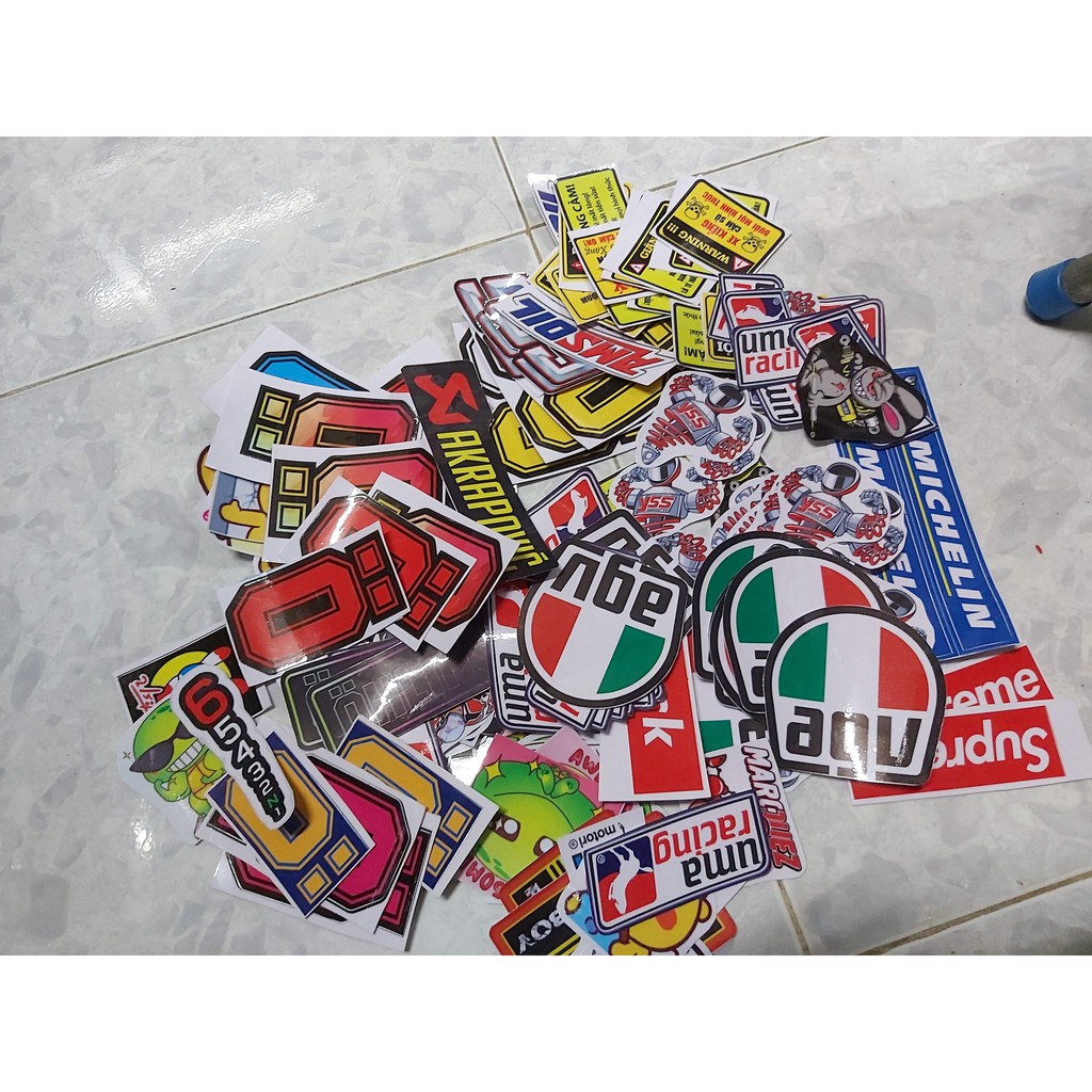 Combo 5 tem sticker dán xe dán xe dán nón gửi hình ngẫu nhiên giá rẻ