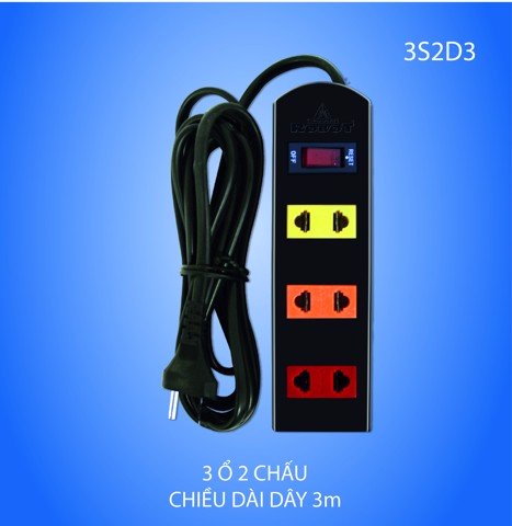 [HCM]Ổ Cắm Điện Robot 3 Ổ 2 Chấu STANDARD 1 + 3D