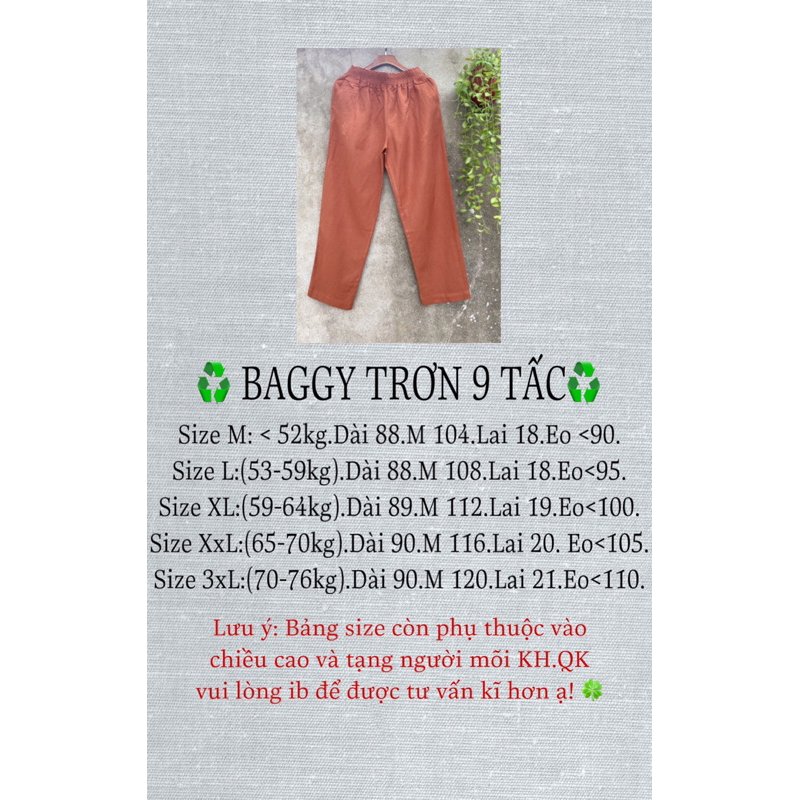 QUẦN BAGGY TRƠN 9 TẤC (45-76kg)