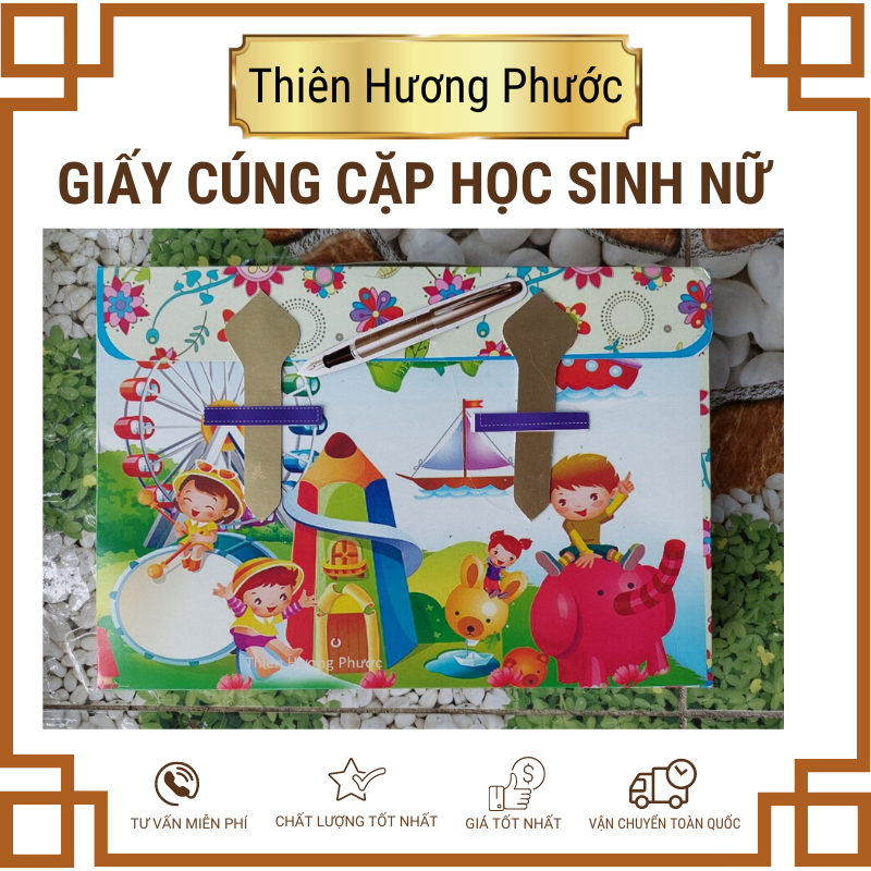 Cặp học sinh cúng cho bé trai bé gái vàng mã