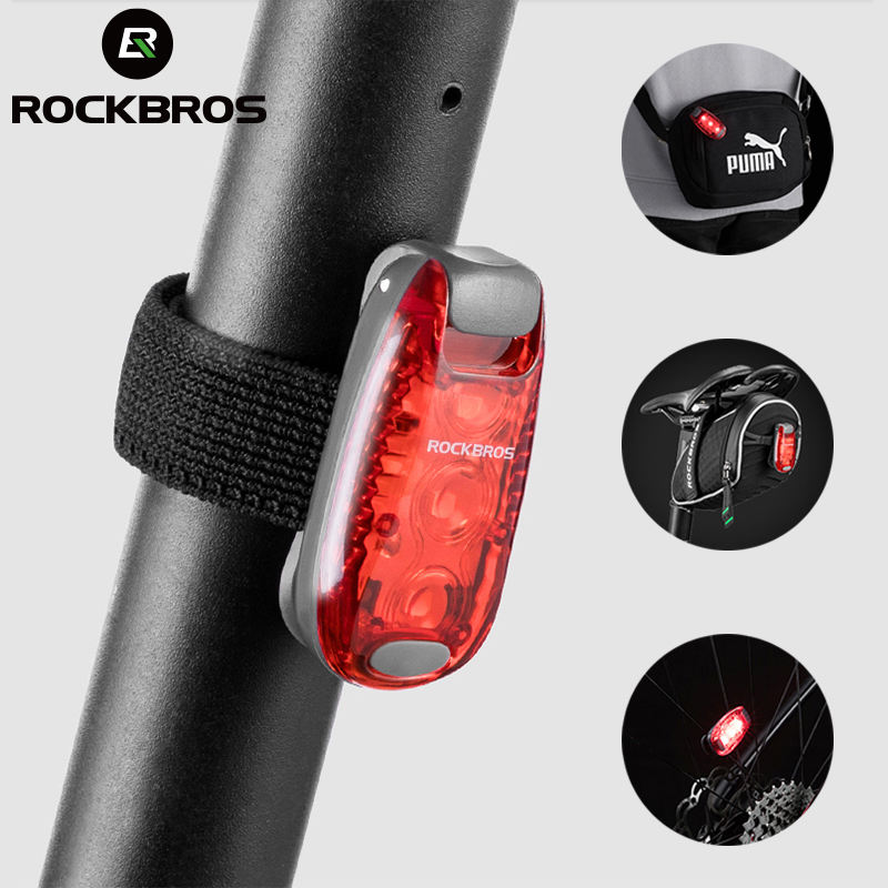 ROCKBROS Bike Tail Light MTB Road Bike Light Night Cảnh báo an toàn LED Light Cycling Running Mũ bảo hiểm Tail Light Phụ kiện xe đạp