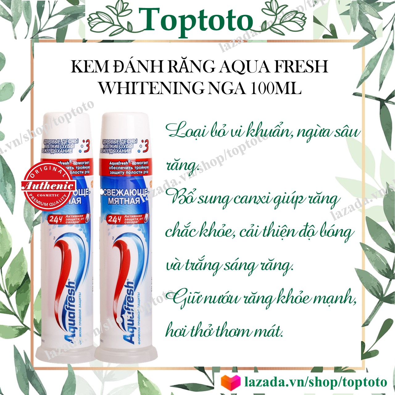 [HCM]KEM ĐÁNH RĂNG AQUAFRESH Nga Dạng Ống