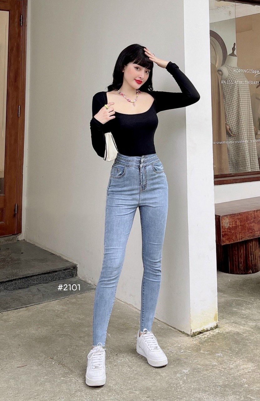 Quần Jean Nữ Ôm Rách Gối Đủ Size-JT