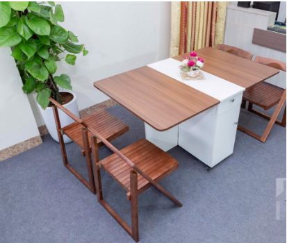 [ Freeship HCM ]Bộ bàn ăn thông minh xếp gọn đa năng 4 ghế Ohaha - BA014