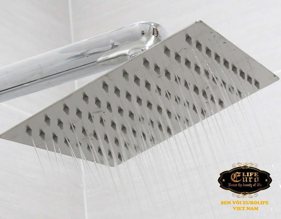 Đài sen tắm Inox SUS 304 Eurolife vuông EL-DSV20 (Trắng vàng)
