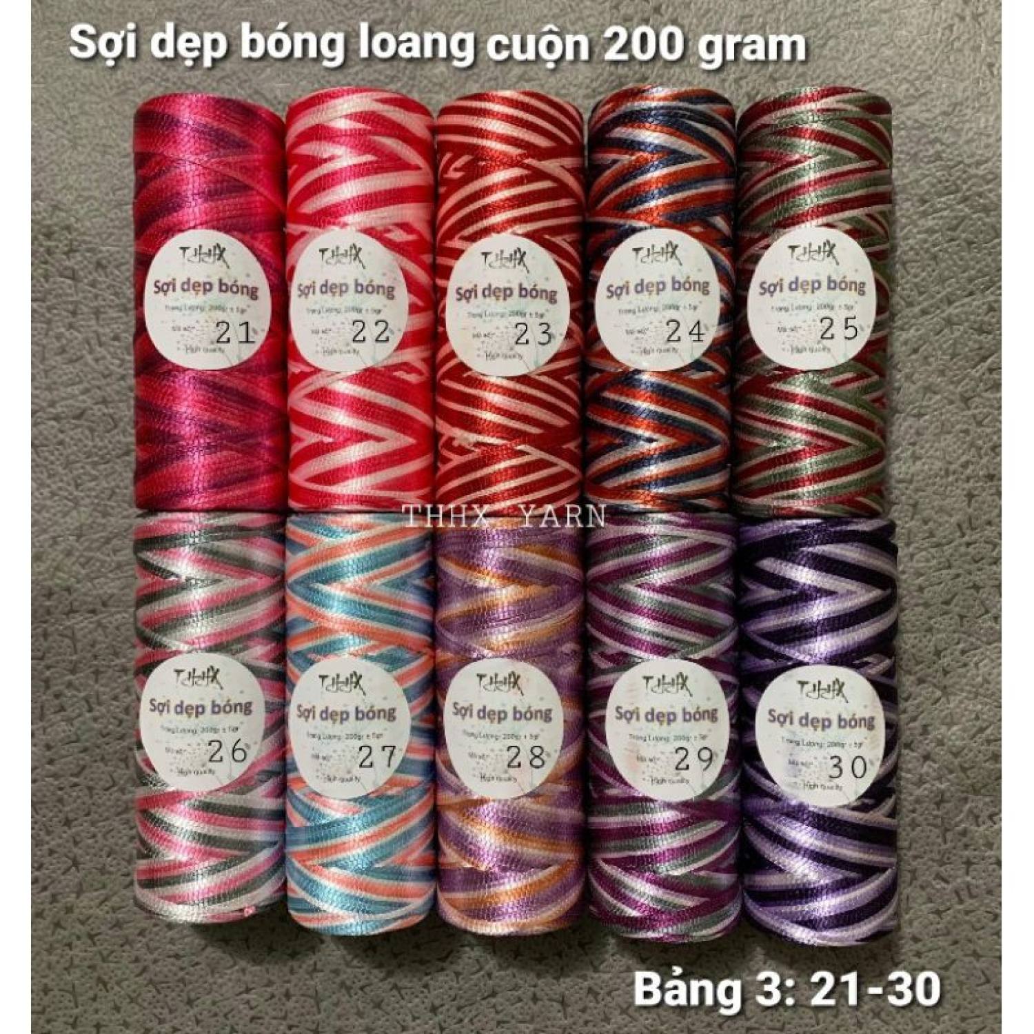 Sợi Dẹp Bóng 3mm Màu Loang