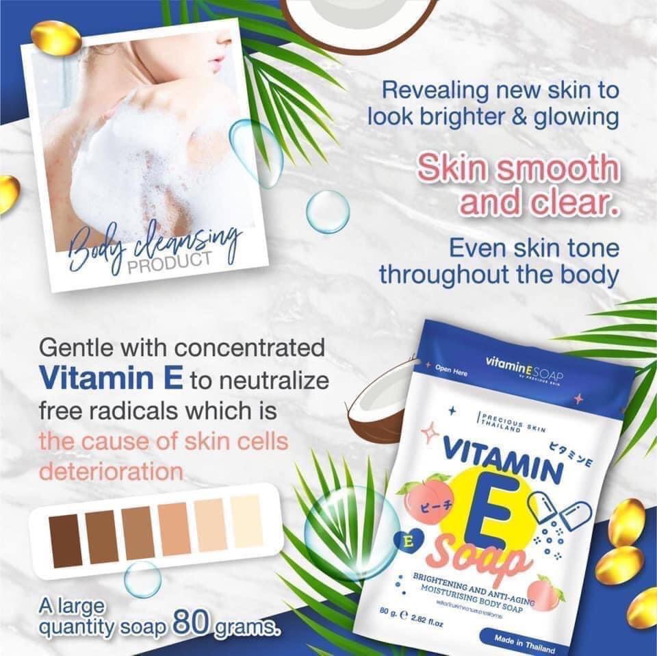 [Sẵn Shop] Soap Xà Phòng Trắng Da Body Vitamin E Thái Lan 100g
