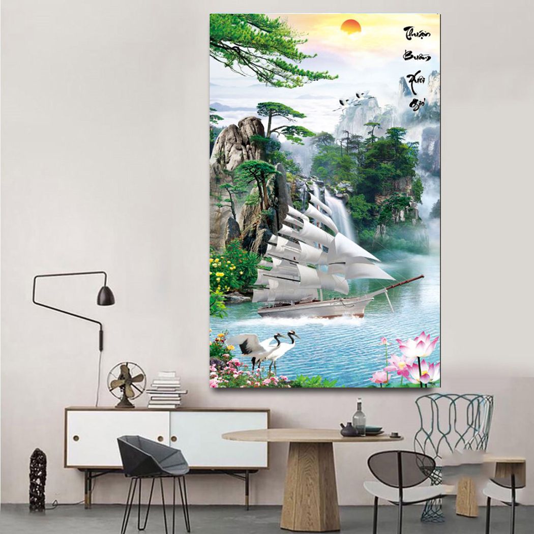 Tranh 3D Thuận buồm xuôi gió dán tường