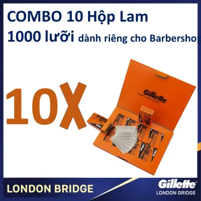 Combo 10 hộp lưỡi lam Gillette London Bridge (Cam) siêu bén dành cho Barbershop 100 cái/hộpX10