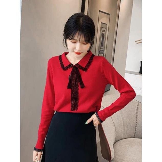 Áo len nhung phối sơ mi cao cấp