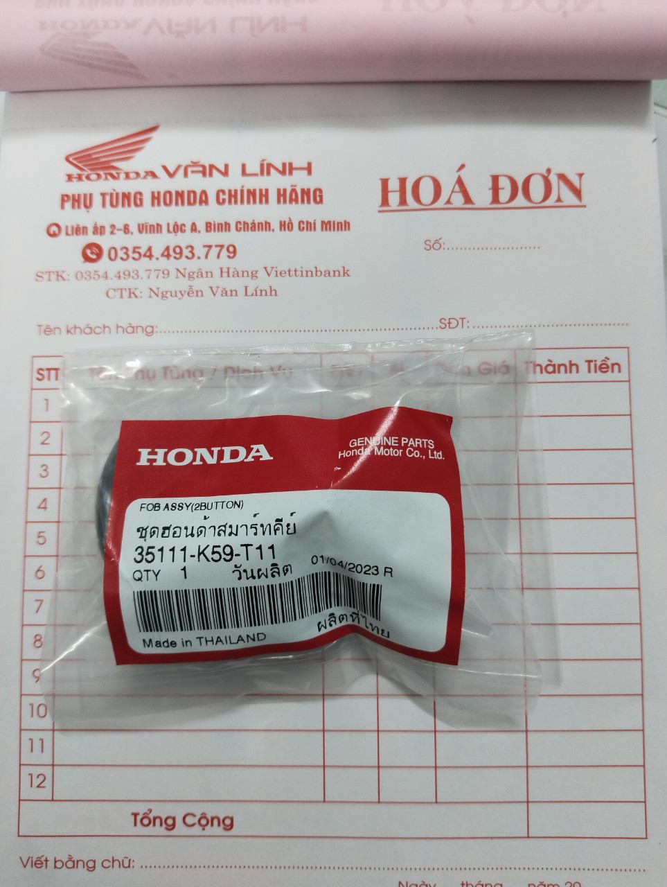 Remote smartkey-key FOB 2 button vision, AB, lead, Vario original Honda.