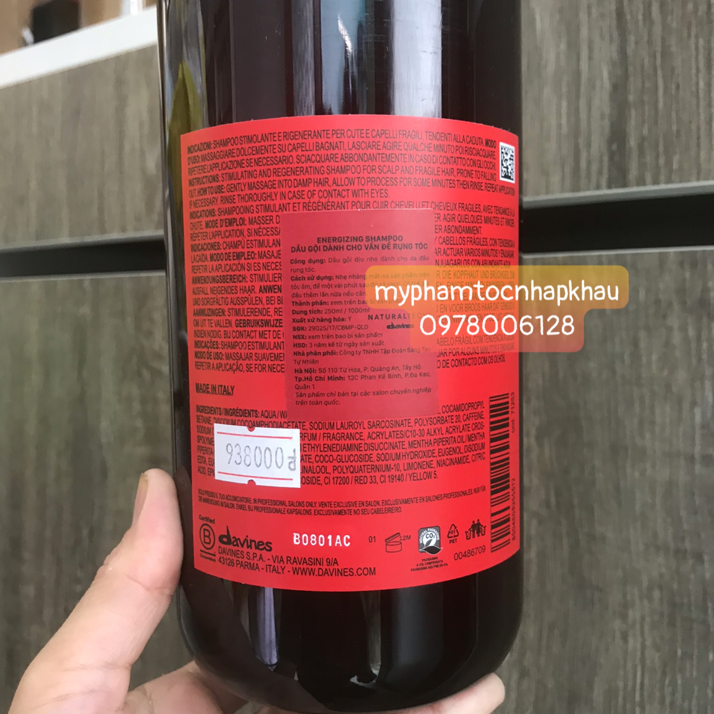 ✅[Chính hãng_giá sỉ ]DẦU GỘI DAVINES ENERGIZING CHỐNG RỤNG TÓC 1000ML