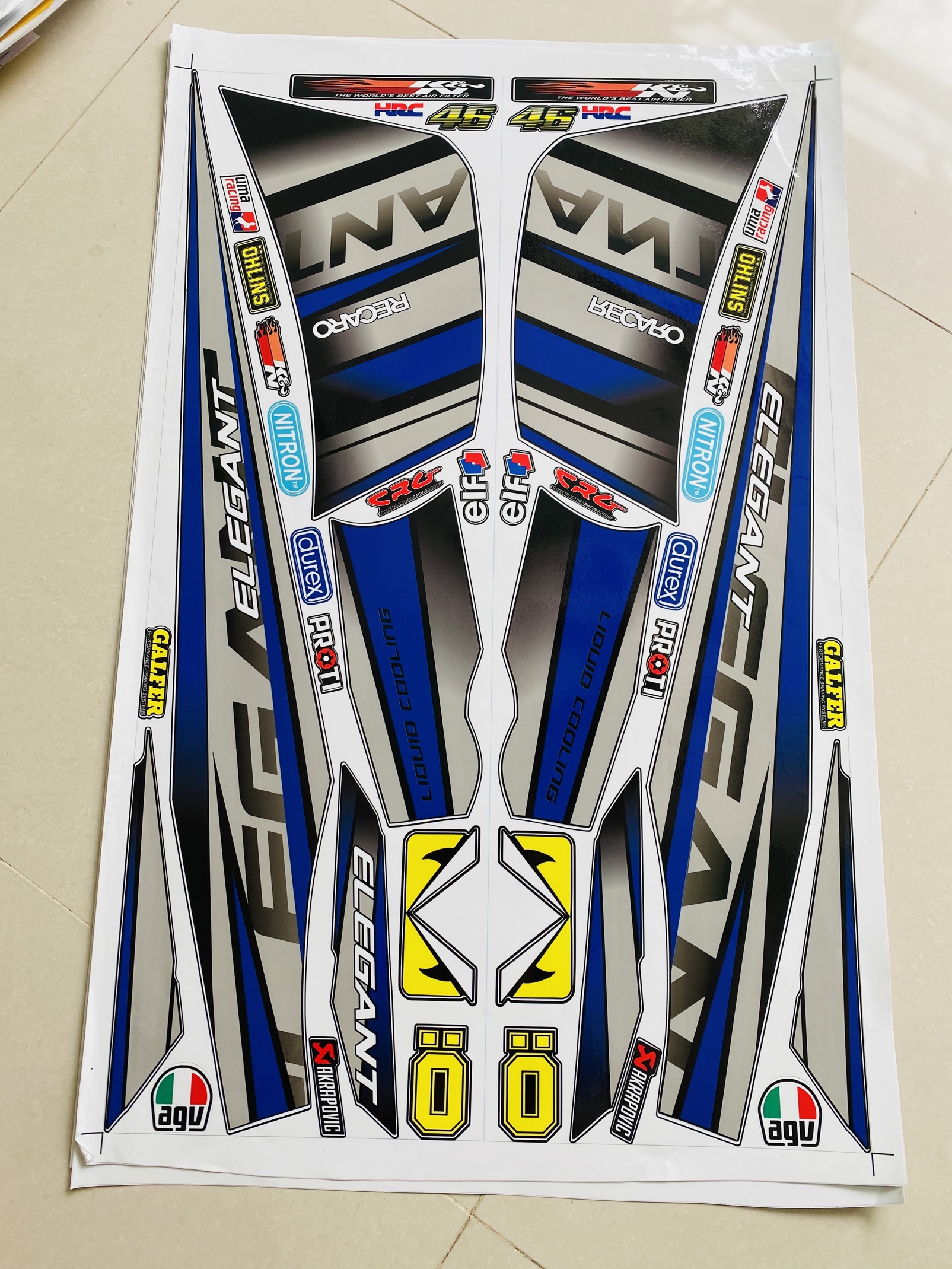 Tem RỜI ELEGANT 50 RECARO 2016 XANH ĐEN