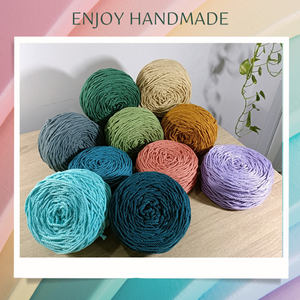 1 met Cotton rope knotted macrame hot colors 3 twist 5mm