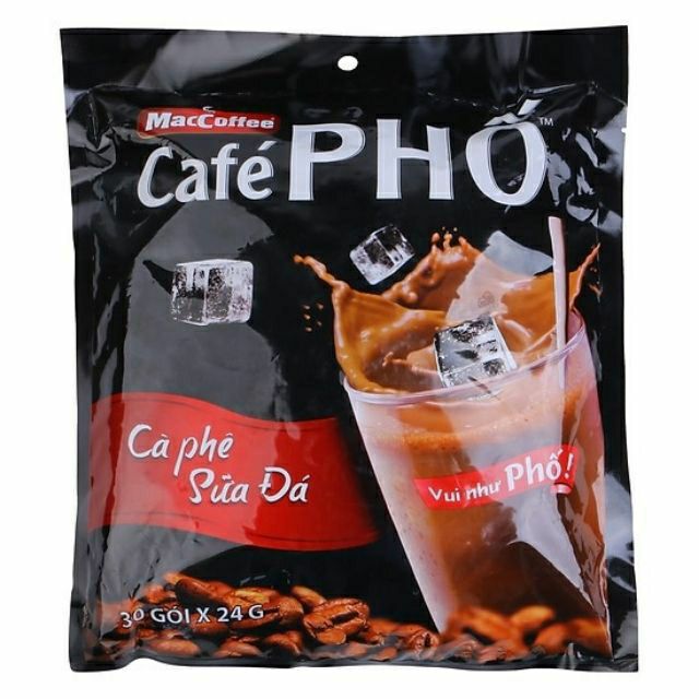 Bịch 30 gói cà phê sữa đá cafe Phố Maccoffee