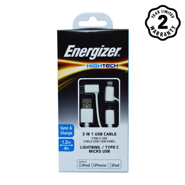 Cáp 3in1 Energizer màu trắng - C11UBX3CFWH4