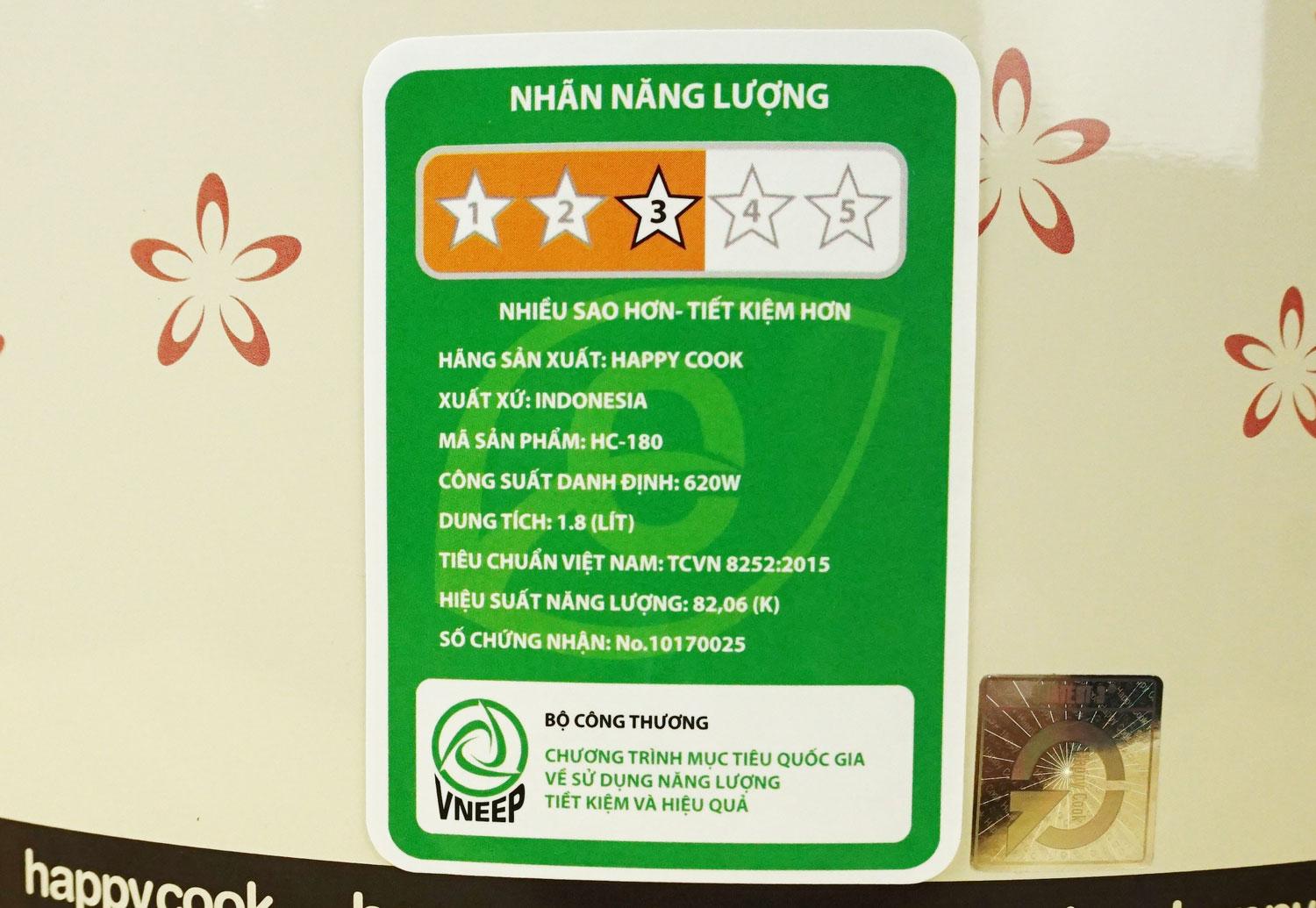 Nồi cơm điện HappyCook HC-180A 1.8L
