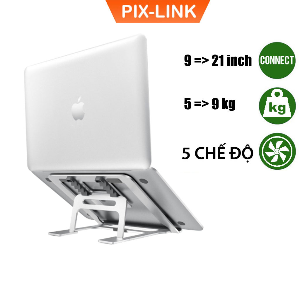 Đế tản nhiệt máy tính laptop PIX-LINK 5P bằng hợp kim nhôm, điều chỉnh 5 cấp độ