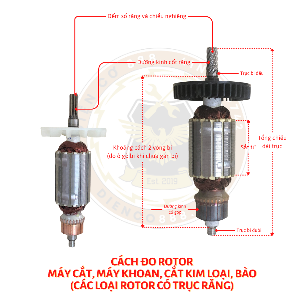 (Hàng DCA) Rotor khoan BOSCH 2-26 6 Răng - Tặng chổi than