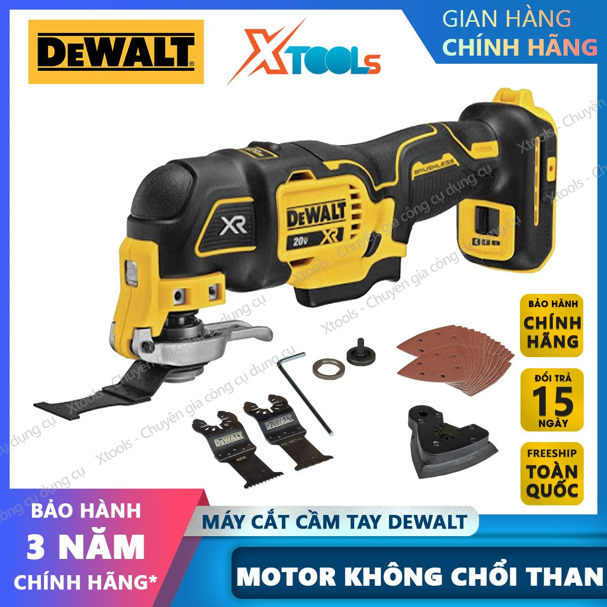 Detek 20V handheld oscillating cutter with blade accessory kit. Detek cutting machine, equipped with LED work light, rubber material