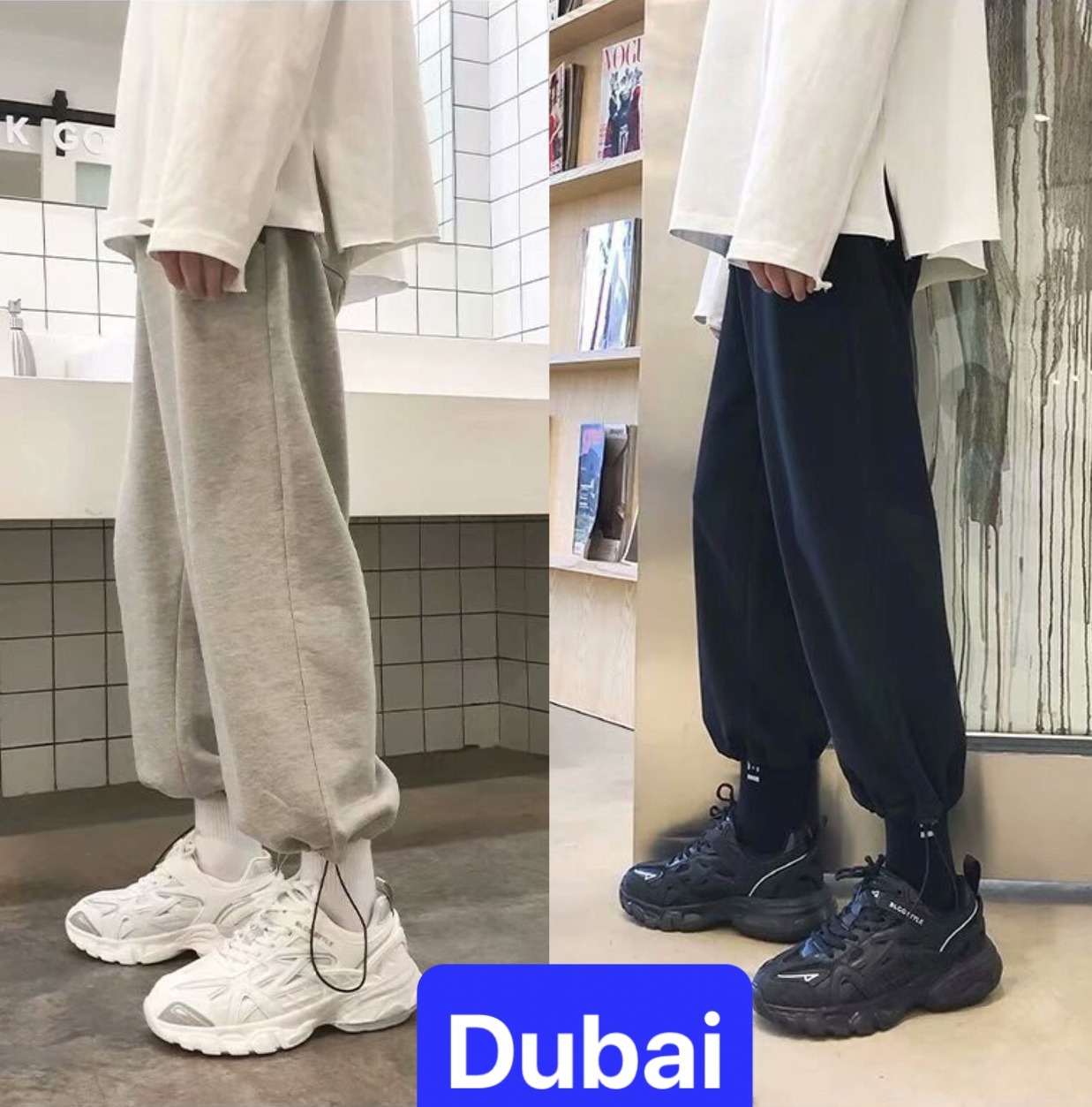 QUẦN JOGGER THỂ THAO NAM NỮ HIPHOP ỐNG SUÔNG CULOTTES VÀ BO GẤU LƯNG THUN CẠP CHUN TRƠN BASIC CHẤT NỈ DÀY DA CÁ CAO CẤP - DUBAI FASHION