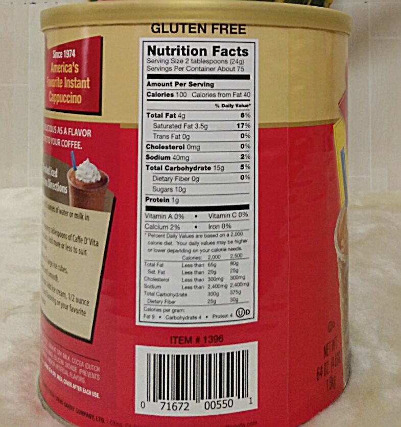 Cafe hòa tan Caffe D’Vita Mocha Cappuccino 1.8kg
