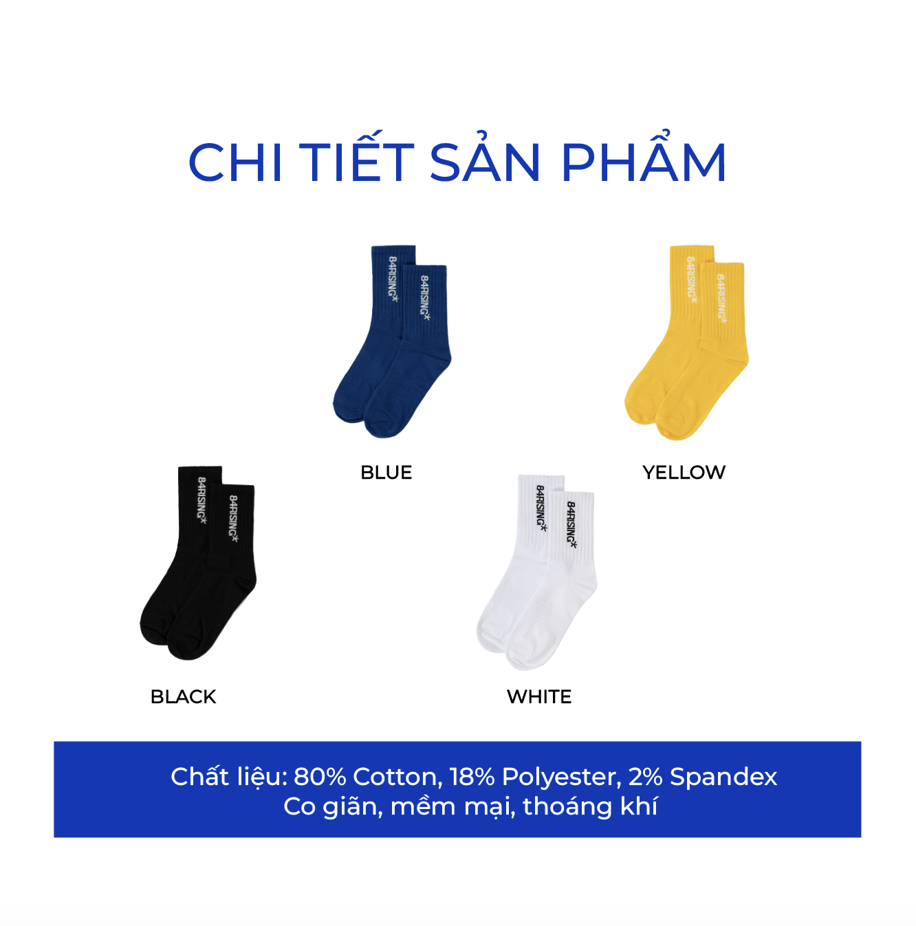 Tất cổ dài cotton thương hiệu 84rising