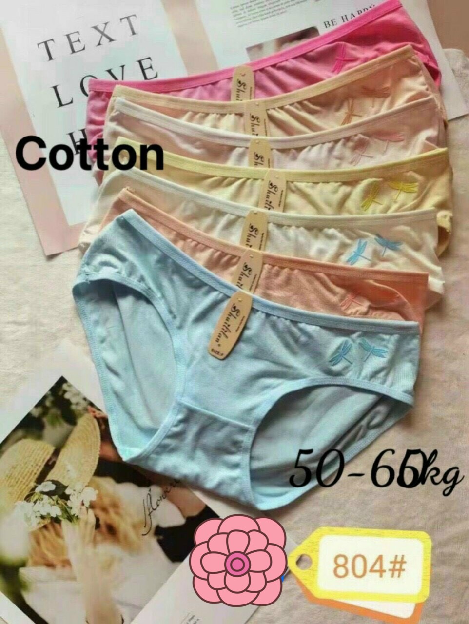 Bộ 10 quần lót nữ cotton Thái chuồn chuồn, size 50-60kg
