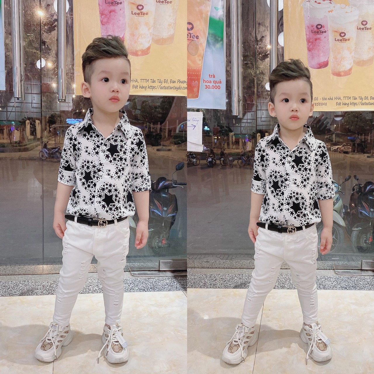 Quần kaki dài rách cá tính cho bé
