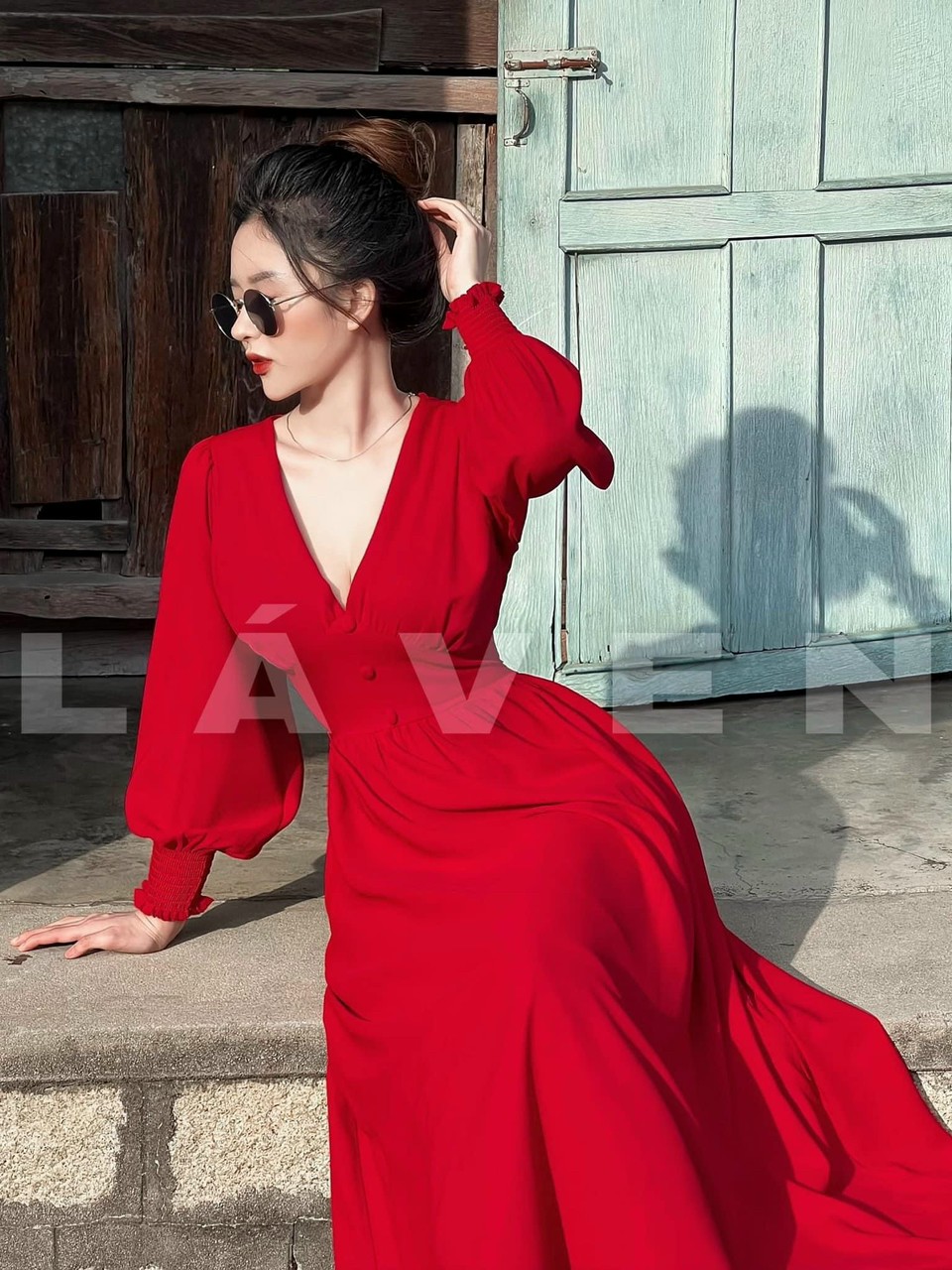 Đầm Maxi Cổ V Thanh Lịch