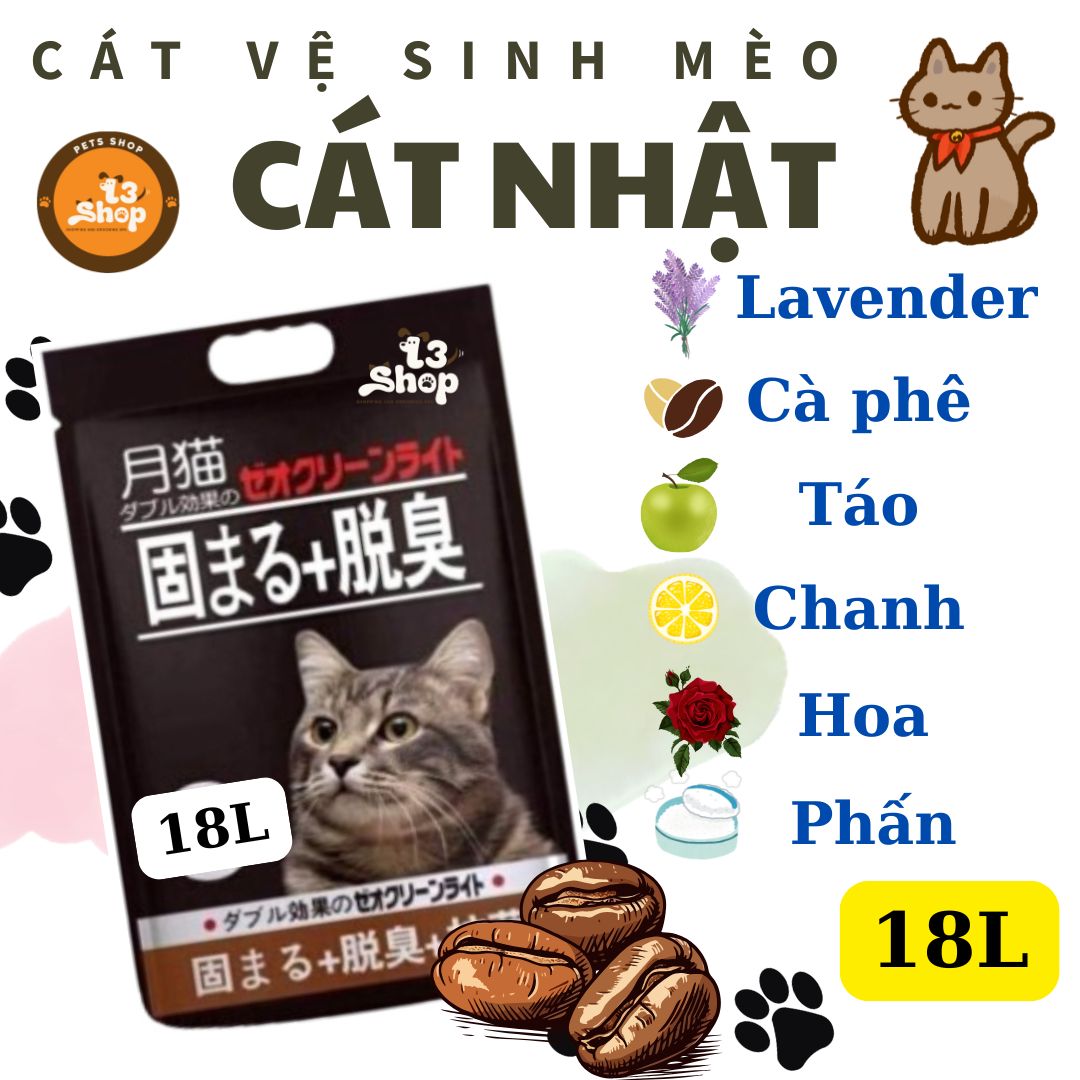 cát vệ sinh MOON CAT - nhật đen 8L và 18L cho mèo  - T3 PETS SHOP