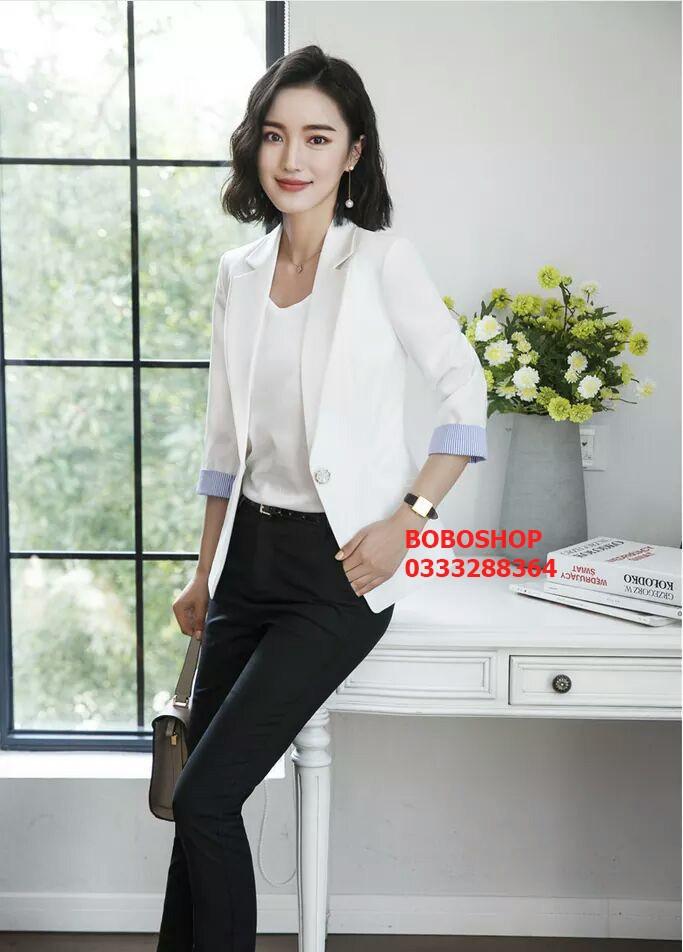 [HCM]ÁO VEST BLAZER PHỐI SỌC NANA