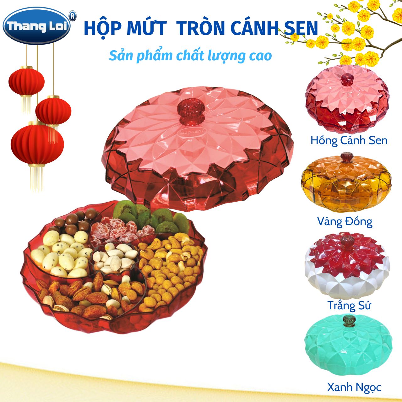 Hộp mứt tết Thắng Lợi Hộp mứt Tròn