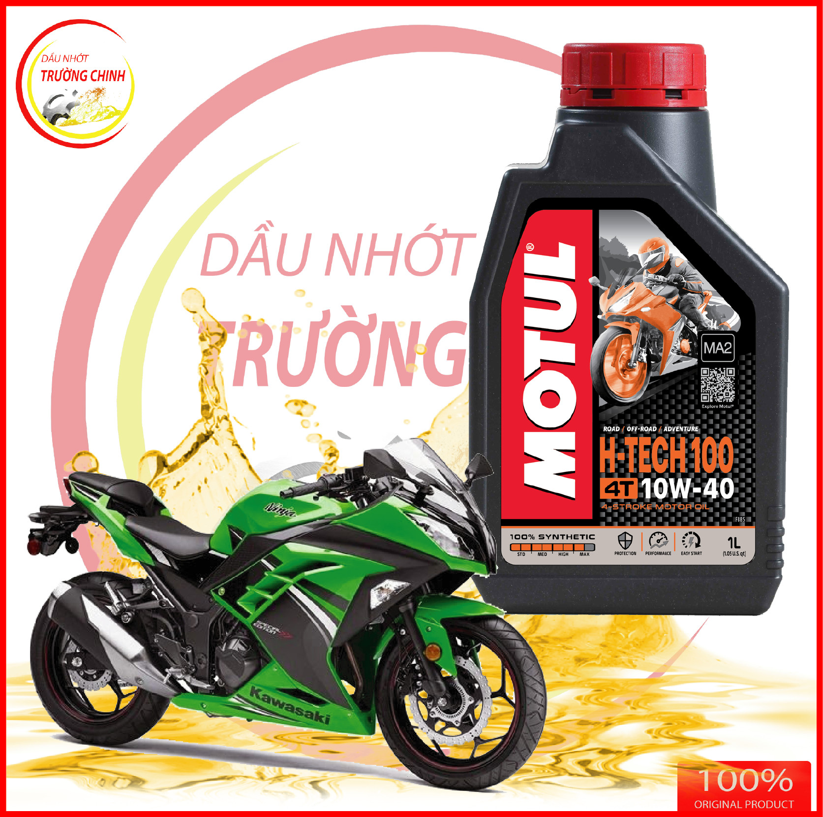 Motul H-Tech 100 4T 10W40 dành cho xe số, tay côn